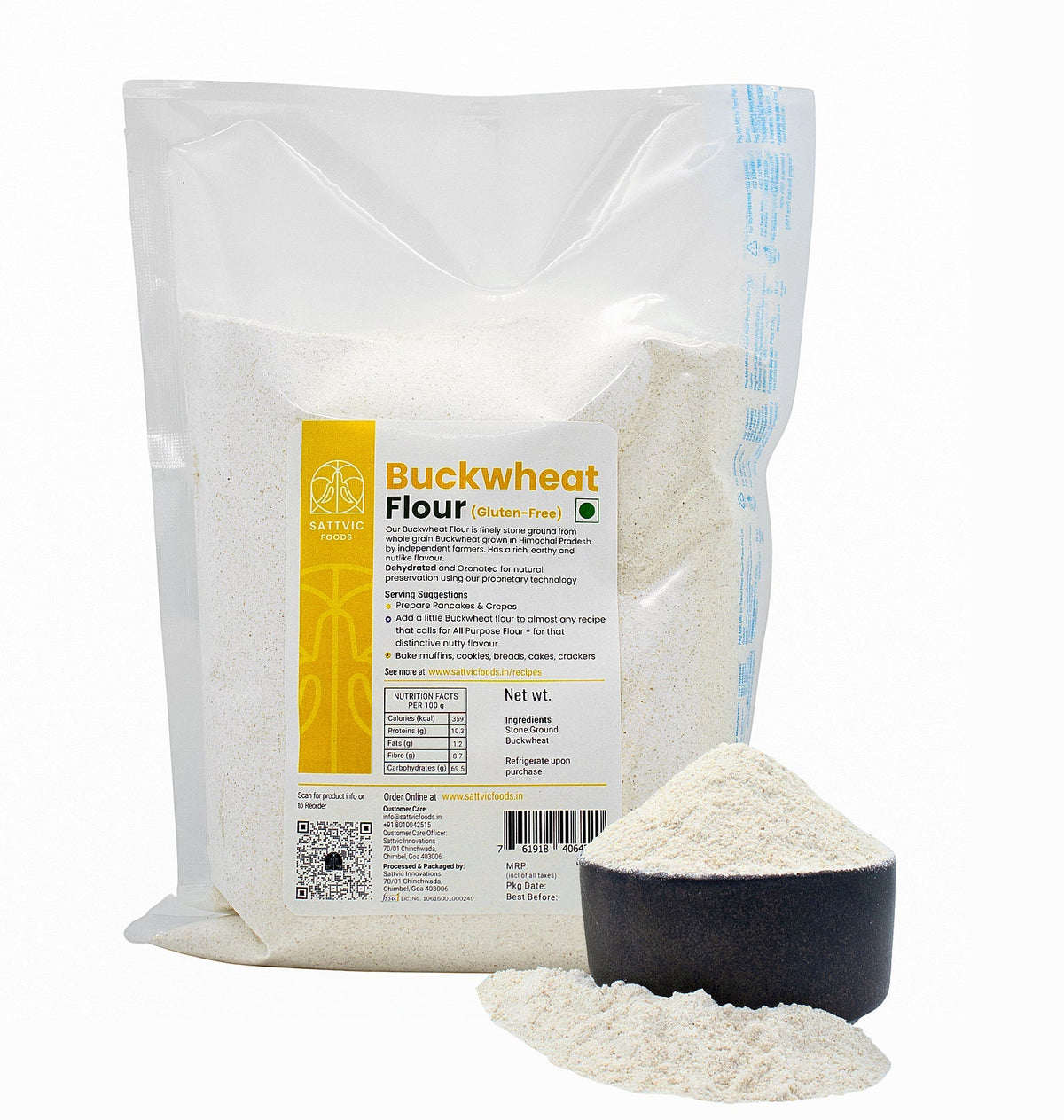 Image 12 of 4.5 kg for the product Sattvic Foods Buckwheat Flour | Gluten-free | Protein and Fibre Packed