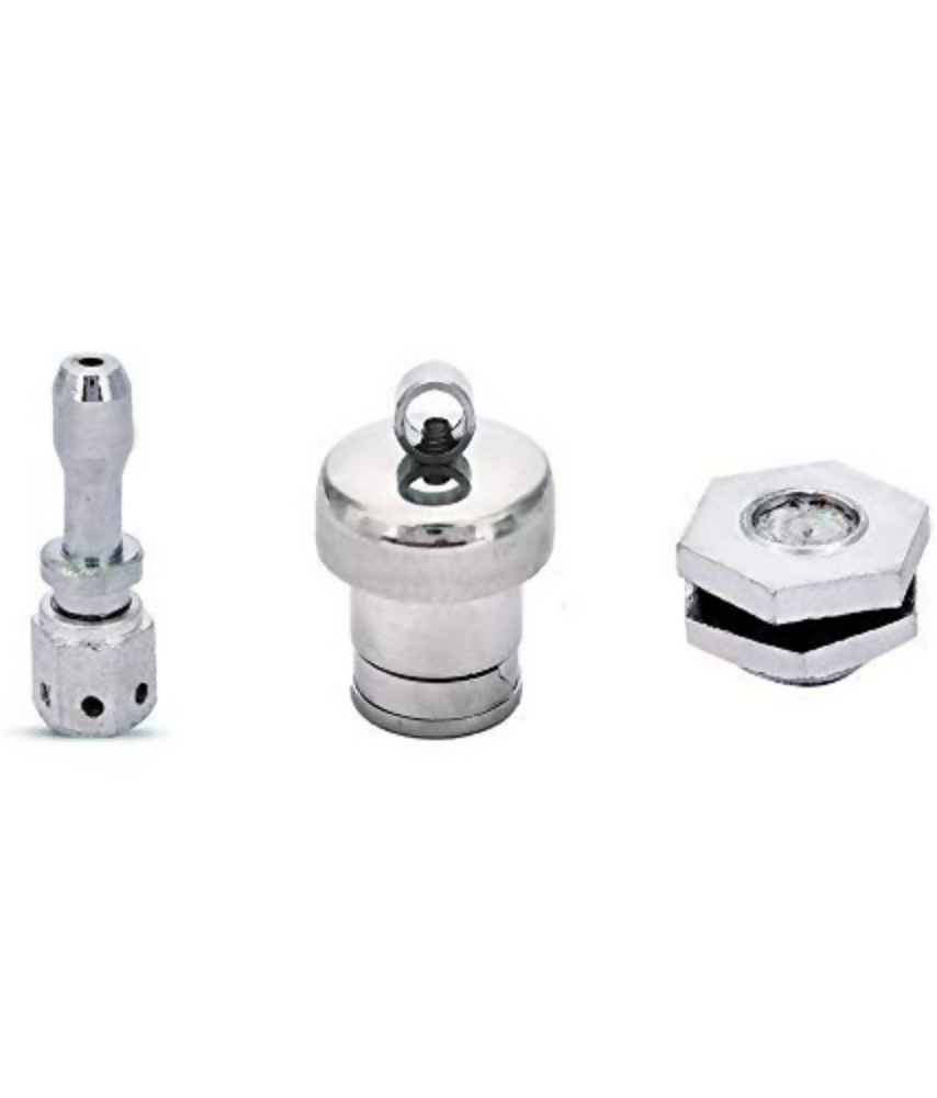 Image 1 of NILAY Whistle Regulator Brass Vent Pipe, Steel Weight Whistle and Silver Safety Valve for All Pressure Cookers (Silver)(Vent Pipe)