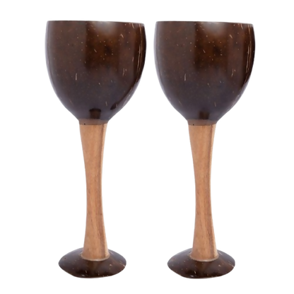 Image 1 of 200 ml / Set of 2 for the product Thenga Coconut Shell & Wooden Wine Glasses