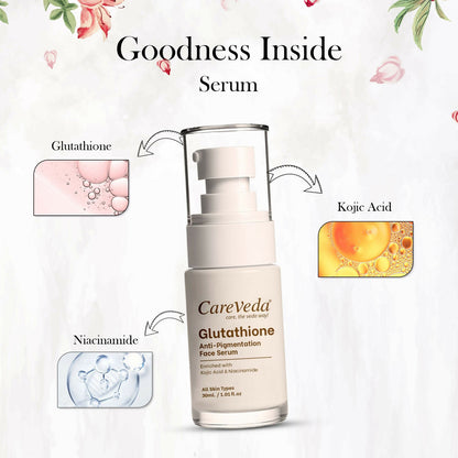 Image 9 of CareVeda Glutathione Skin Care Set of 3 | Face Cream & Face Wash, Face Serum for Bright, Even-Toned Skin | Anti-Pigmentation & Glow Boost | For Men & Women