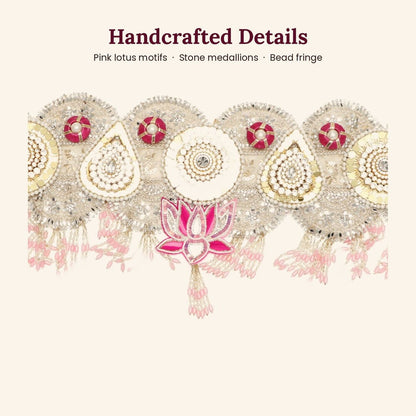 Image 4 of Renu's Creation Pink Lotus Silver Sequin Toran
