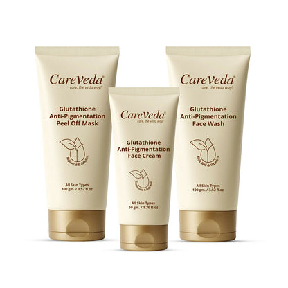 Image 1 of Pack of 1 for the product CareVeda Glutathione Skin Care Set of 3 | Face Cream & Face Wash, Peel off Mask for Bright, Even-Toned Skin | Anti-Pigmentation & Glow Boost | For Men & Women