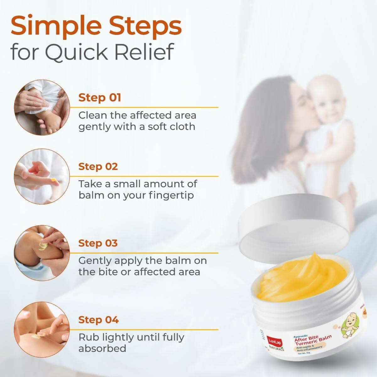 Image 3 of LuvLap Naturals After Bite Turmeric Balm with Pudina
