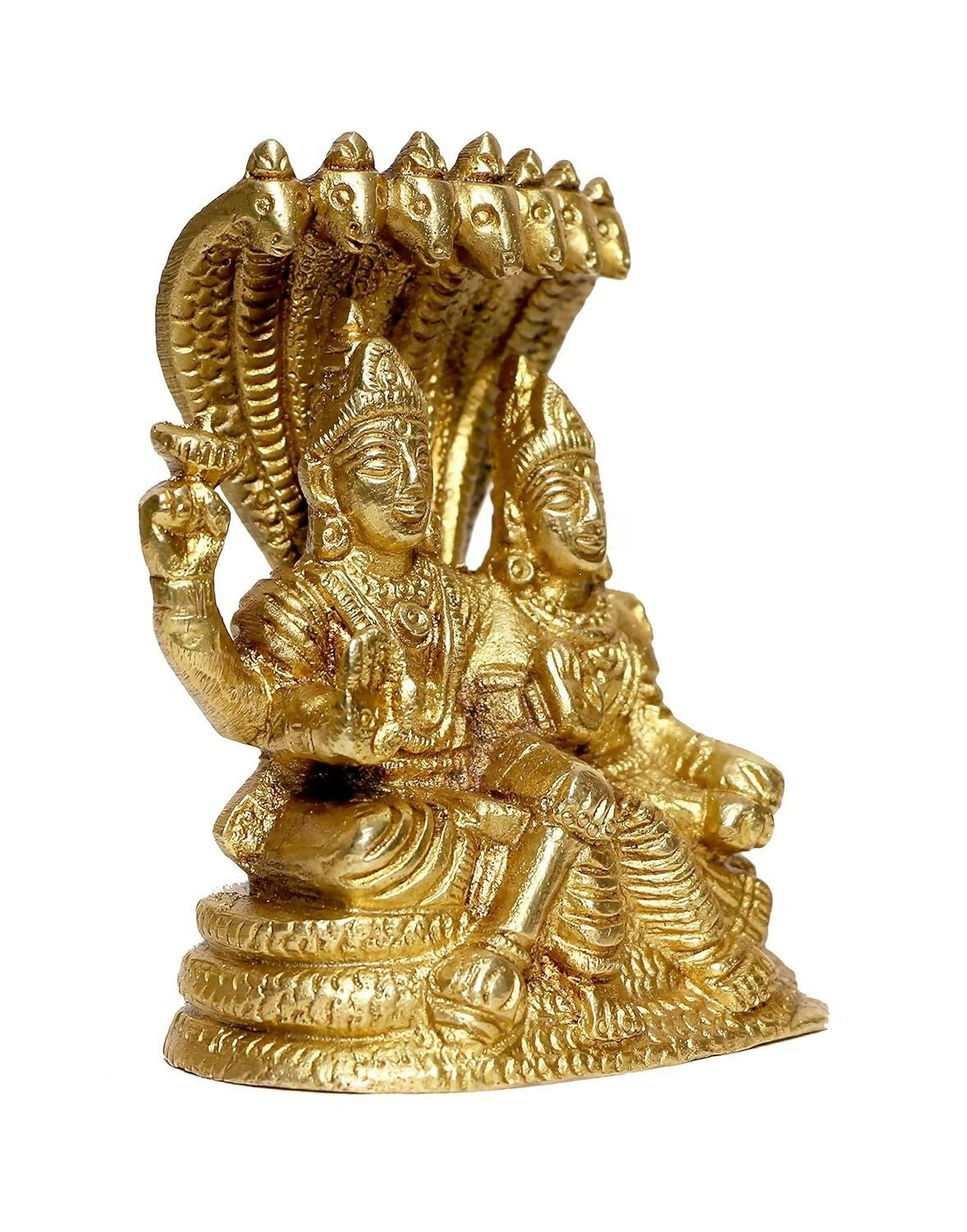 Image 2 of P.J.Handicrafts Brass Metal Statue Of Vishnu Ji With Laxmi