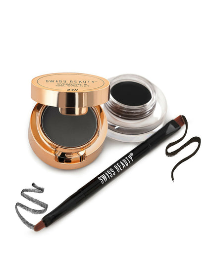 Image 1 of 10 ml for the product Swiss Beauty 2-In-1 Eyebrow & Gel Eyeliner - Black