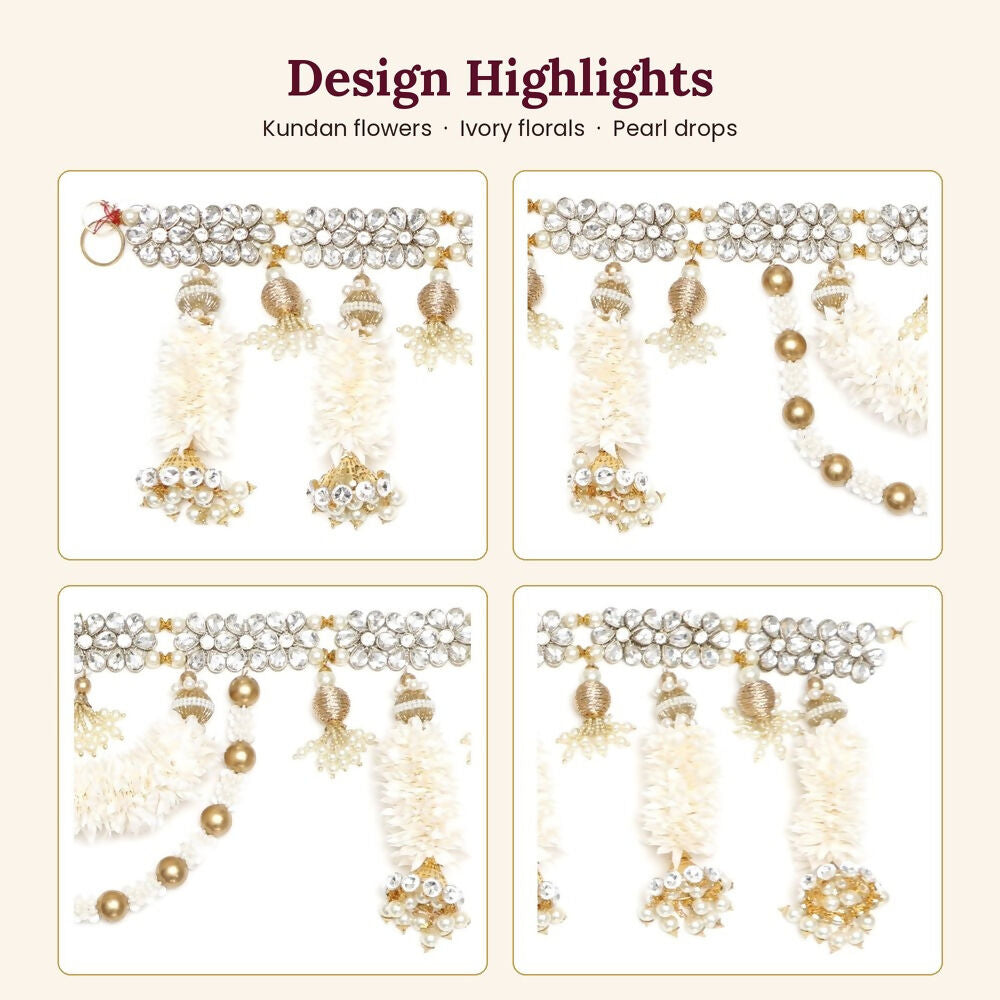 Image 2 of Renu's Creation Ivory Floral Kundan Toran