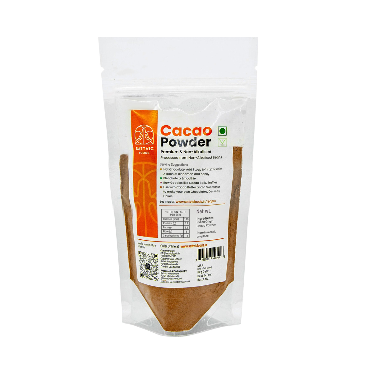 Image 8 of Sattvic Foods Cacao Powder | Pure & Non-Alkalised