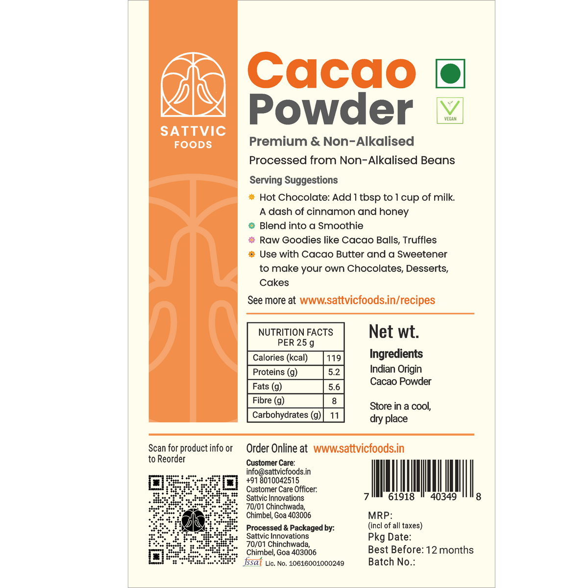 Image 6 of Sattvic Foods Cacao Powder | Pure & Non-Alkalised