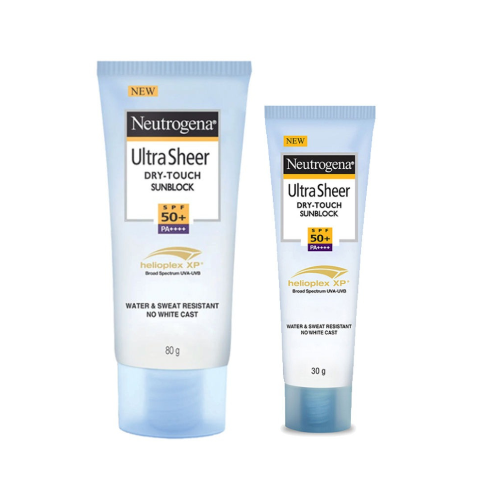Image 1 of combo / Pack of 1 for the product Neutrogena Ultrasheer SPF50+ PA+++ Ultra Light Face Sunscreen For Dry & Oily Skin Home+Travel Combo