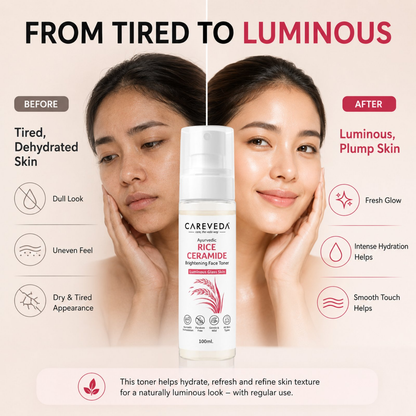 Image 2 of CareVeda Ayurvedic Rice Ceramide Face Toner for Luminous Glass Skin - Brightening & Hydrating Toner with Green Tea & Vitamin E
