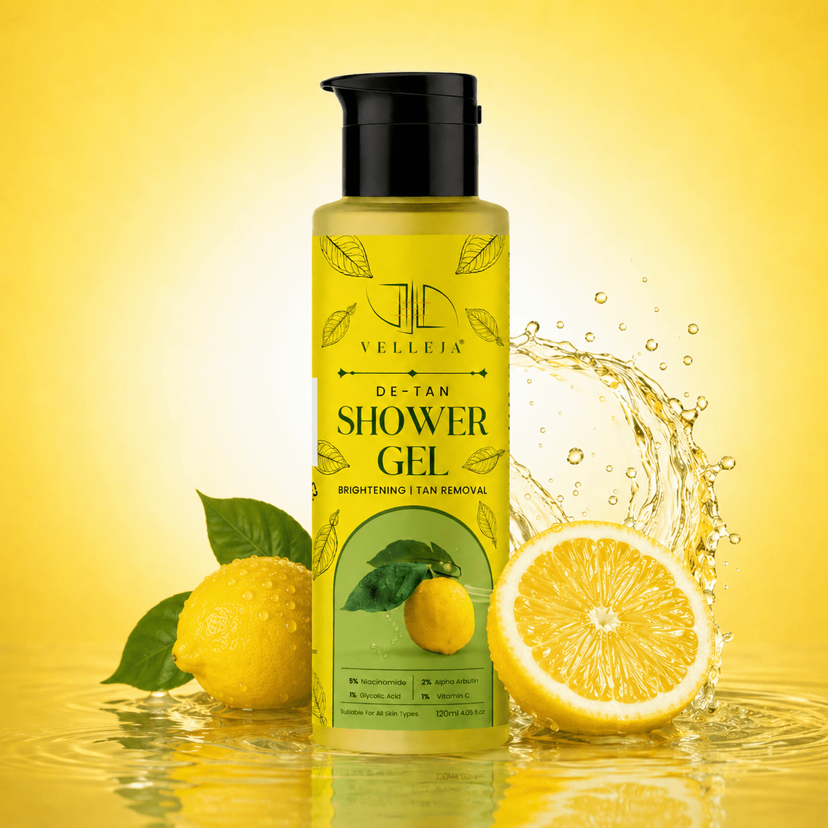 Image 1 of Velleja Brightening De-Tan Body Cleanser with Niacinamide, Vitamin C & Alpha Arbutin