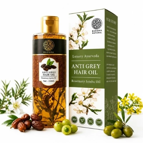 Image 1 of 150 ml / Pack of 1 for the product Buddha Natural Anti Grey Hair Oil For Anti Greying and Natural Hair Color