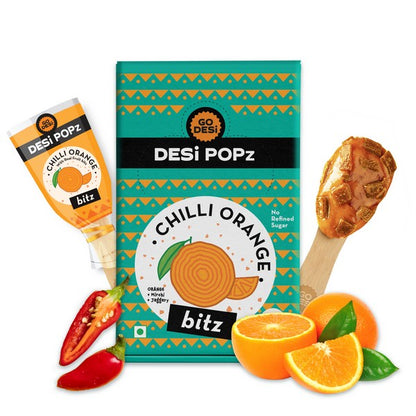 Image 1 of Go desi Popz Bitz Chilli Orange | Made with Jaggery | Pack of 50