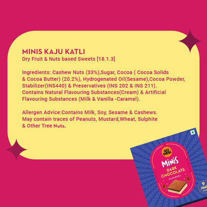 Image 11 of Go desi Minis: Dark Chocolate Kaju Katli | 9 pieces