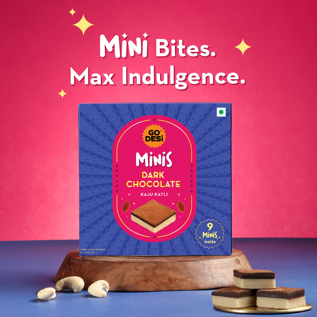 Image 5 of Go desi Minis: Dark Chocolate Kaju Katli | 9 pieces