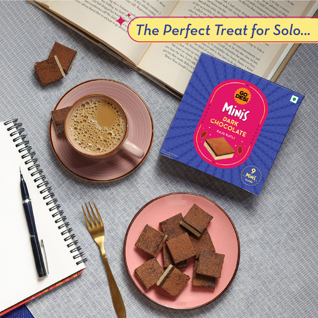 Image 8 of Go desi Minis: Dark Chocolate Kaju Katli | 9 pieces