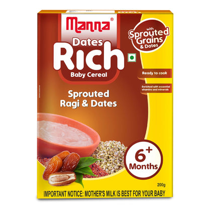 Image 1 of Manna Baby Cereal Sprouted Ragi and Date powder 6 months
