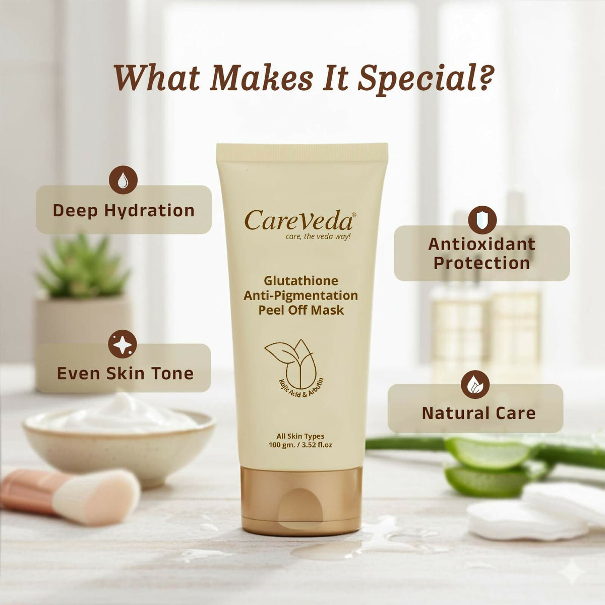 Image 6 of CareVeda Glutathione Anti-Pigmentation Peel off Mask Enriched with Kojic Acid & Arbutin