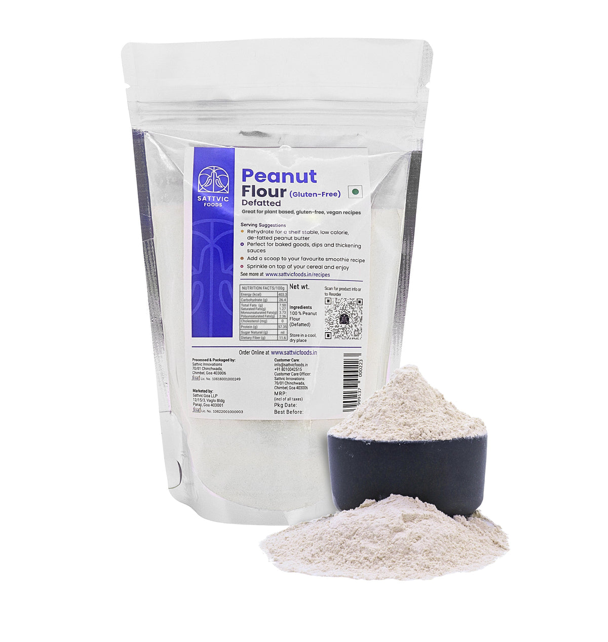 Image 13 of 900 gm for the product Sattvic Foods Defatted Peanut Flour | Plant-Based & Gluten Free