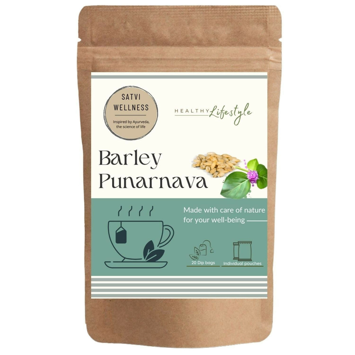 Image 1 of Satvi Wellness Barley Punarnava Tea | Barley Seed With Boerhavia Diffusa Herbal Tea