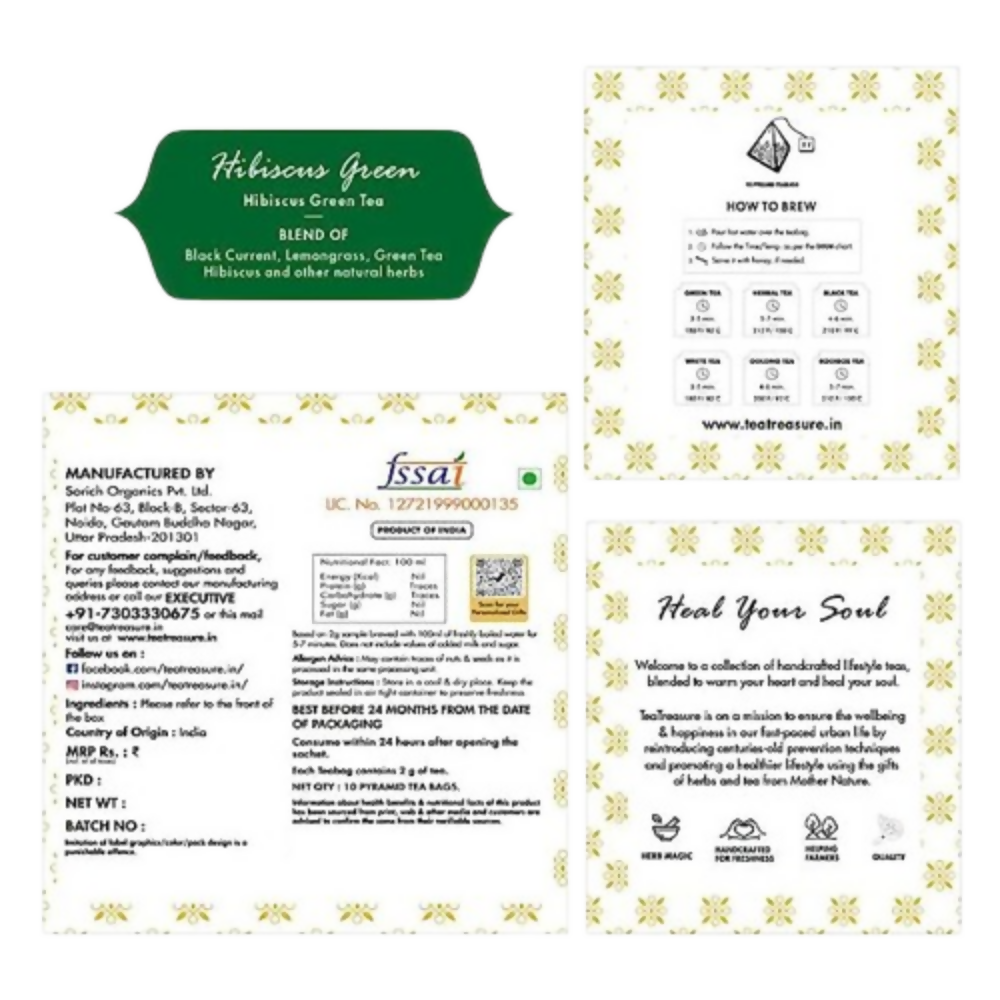Image 4 of Tea Treasure Hibiscus Green Tea Bags