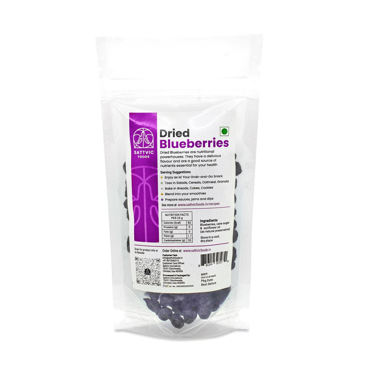 Image 8 of Sattvic Foods Dried Blueberries