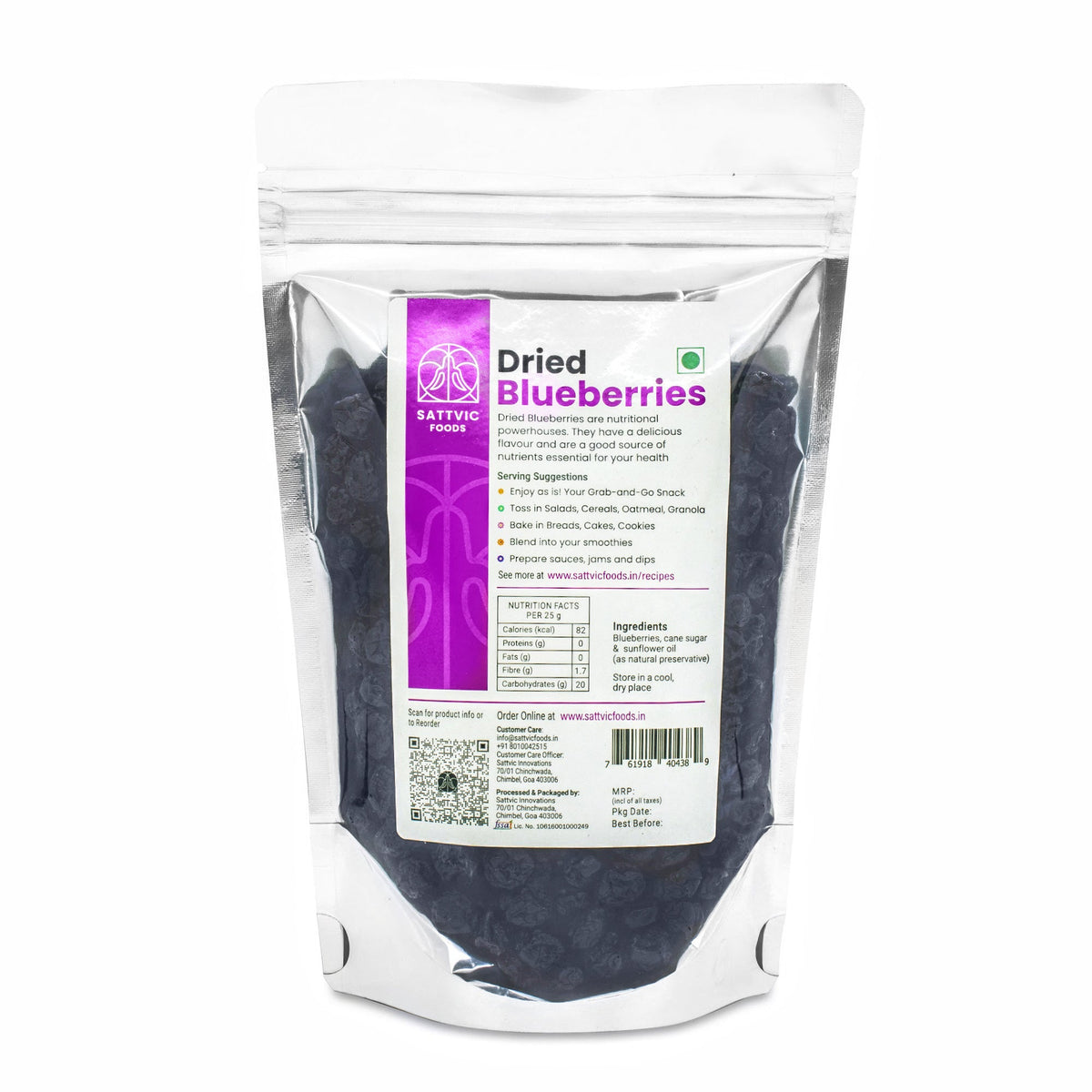 Image 12 of Sattvic Foods Dried Blueberries