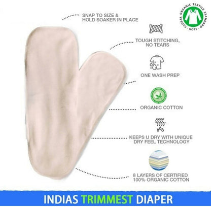 Image 4 of Kindermum Nano Pro Aio Cloth Diaper ( With 2 Organic Inserts And Power Booster)-Random Jungle For Kids