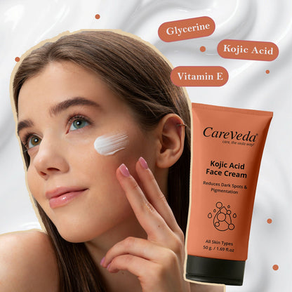 Image 5 of CareVeda Kojic Acid Face Cream For Reduces Dark Spots & Pigmentation Suitable For All Skin Types