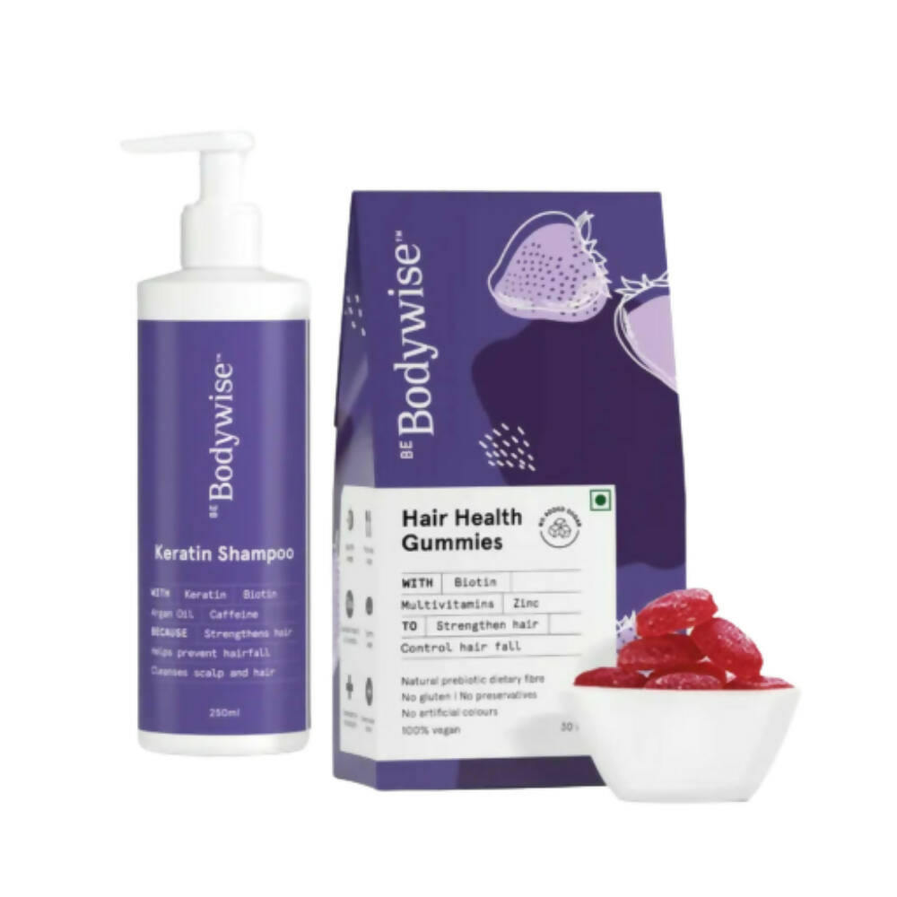 Image 1 of Combo for the product BeBodywise Hair Health Gummies and Keratin Shampoo