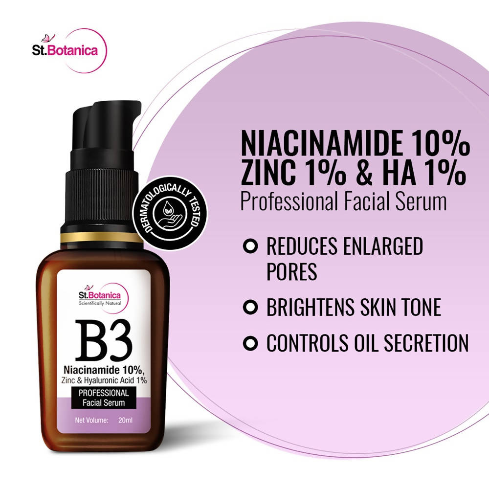 Image 3 of St.Botanica B3 Niacinamide, Zinc & Hyaluronic Acid Professional Facial Serum