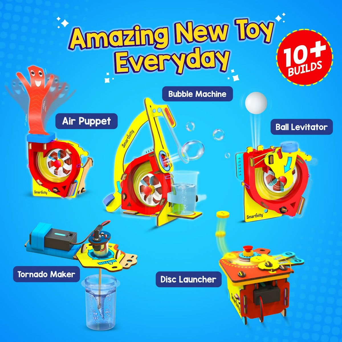 Image 6 of Smartivity 10-in-1 Motor-Powered Gadgets Kit For Kids Ages 6,7,8,9,10,11,12 Years Old Build 10+ Cool Electronics Projects