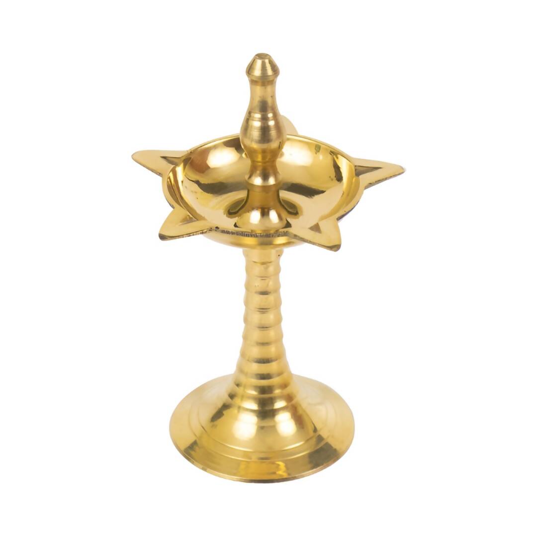 Image 1 of Spillbox Gold Toned Brass Textured Small Kuthu Vilakku Diya