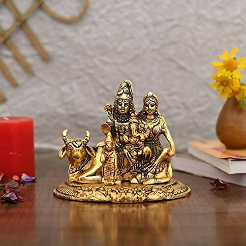 Image 1 of Collectible India Handcrafted Shiva Parvati Ganesh Idol