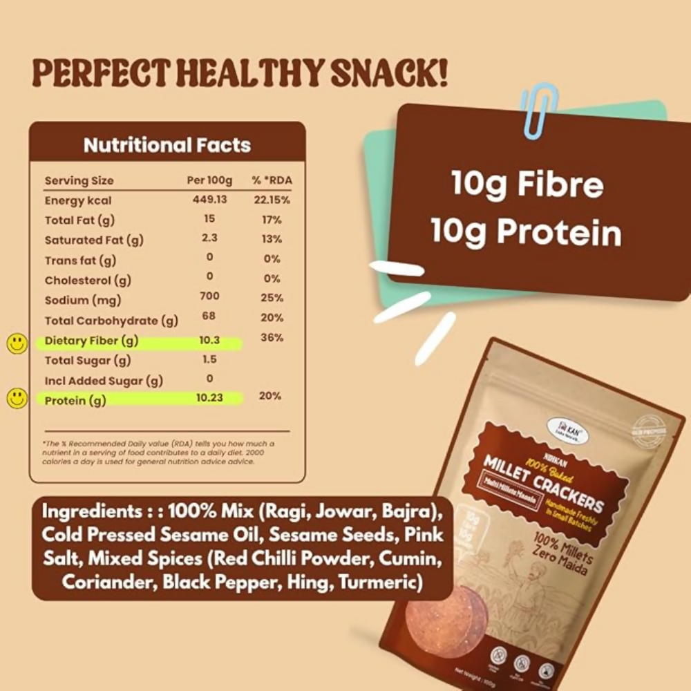 Image 2 of NIHKAN Bajra Millet Crackers - Multi Millet Masala Flavour