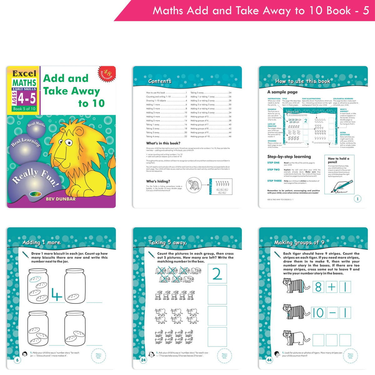 Image 4 of Excel Maths Early Skills Ages 4-5 Year Books for Junior kg| Set of 3| Learn Numbers Add & Take Away, Shapes, Measurement