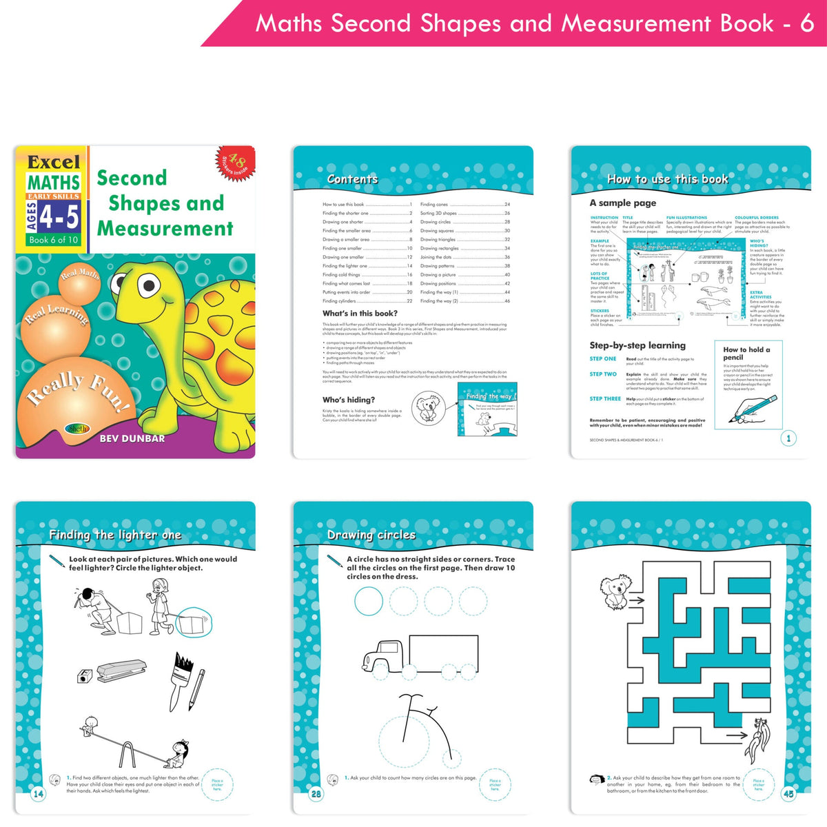 Image 5 of Excel Maths Early Skills Ages 4-5 Year Books for Junior kg| Set of 3| Learn Numbers Add & Take Away, Shapes, Measurement