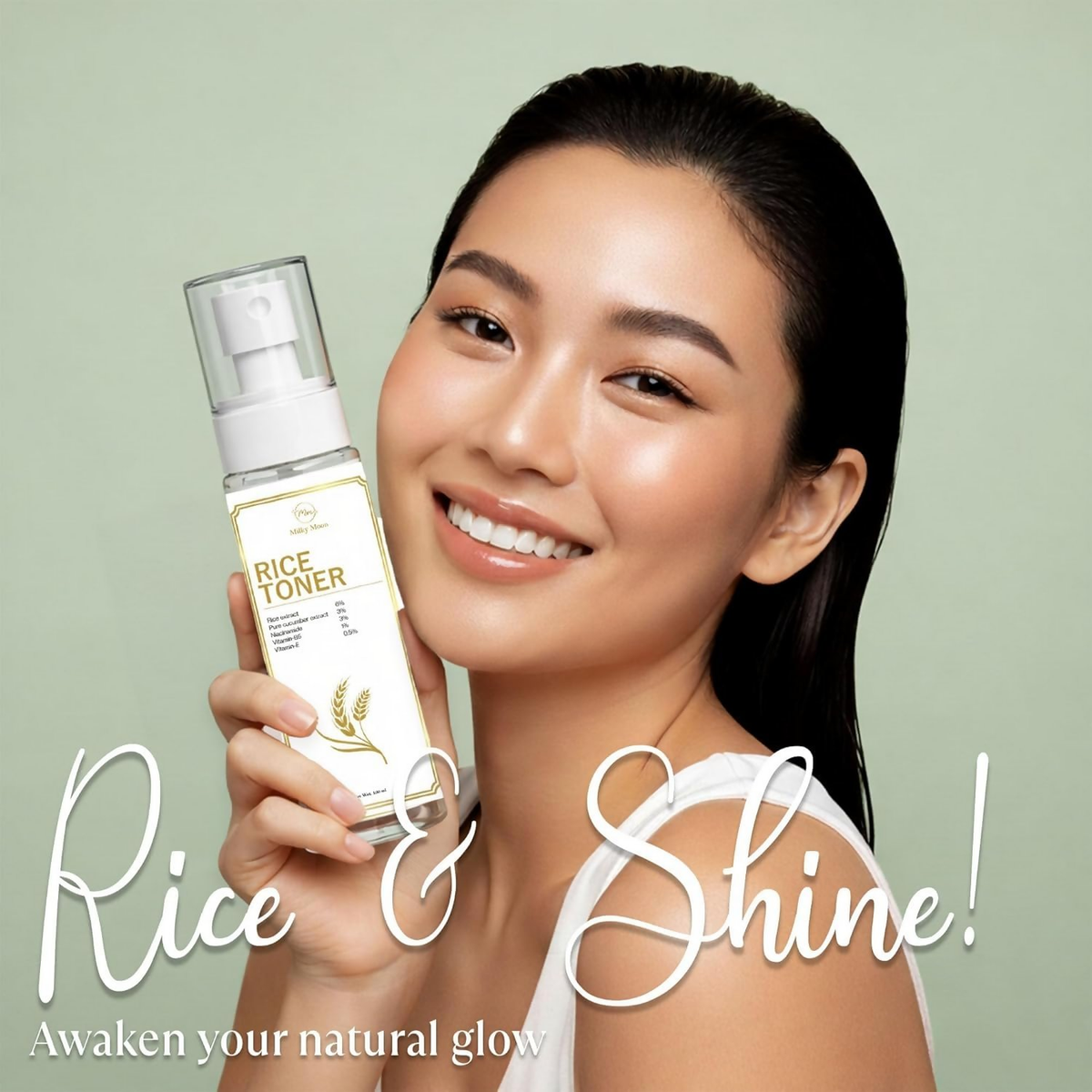 Image 5 of Milky Moon Rice Water Face Toner with Niacinamide & Ginseng For Clear, Glass Korean Skin