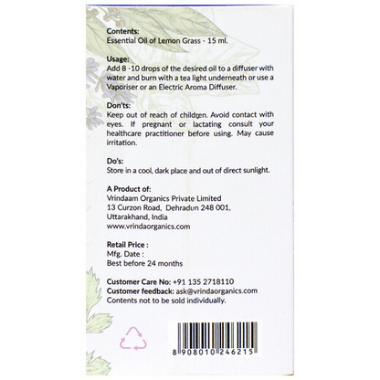 Image 2 of Vrinda Lemon Grass Aromatic & Therapeutic Essential Oil