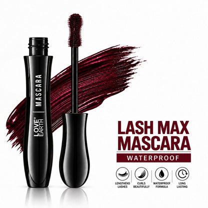 Image 6 of Love Earth Lash Max Mascara - Voluminous Lengthening & Waterproof- Burdundy