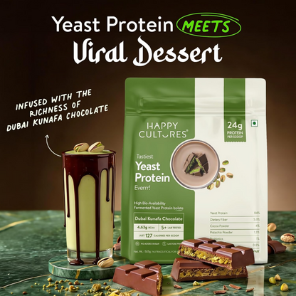 Image 2 of Happy Cultures 24g Protein Dubai Kunafa Chocolate Fermented Yeast Protein Isolate