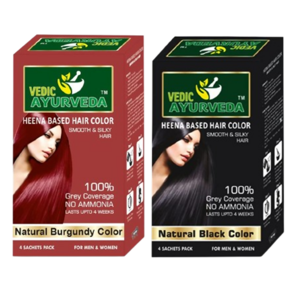 Image 1 of combo / Pack of 1 for the product VedicAyurvedas No Ammonia Burgundy & No Ammonia Black Hair Color