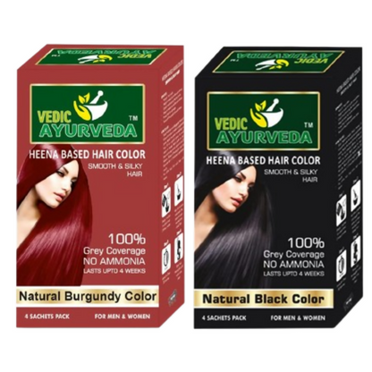 Image 1 of combo / Pack of 1 for the product VedicAyurvedas No Ammonia Burgundy & No Ammonia Black Hair Color