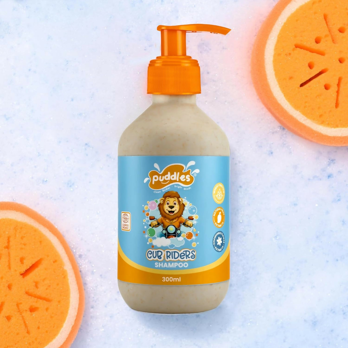Image 2 of 300 ml for the product Puddles Organic Playful Shampoo For Kids - Cub Riders - Age 2-12 Yrs, Tear-Free, pH Balanced, Sulfate-Paraben Free
