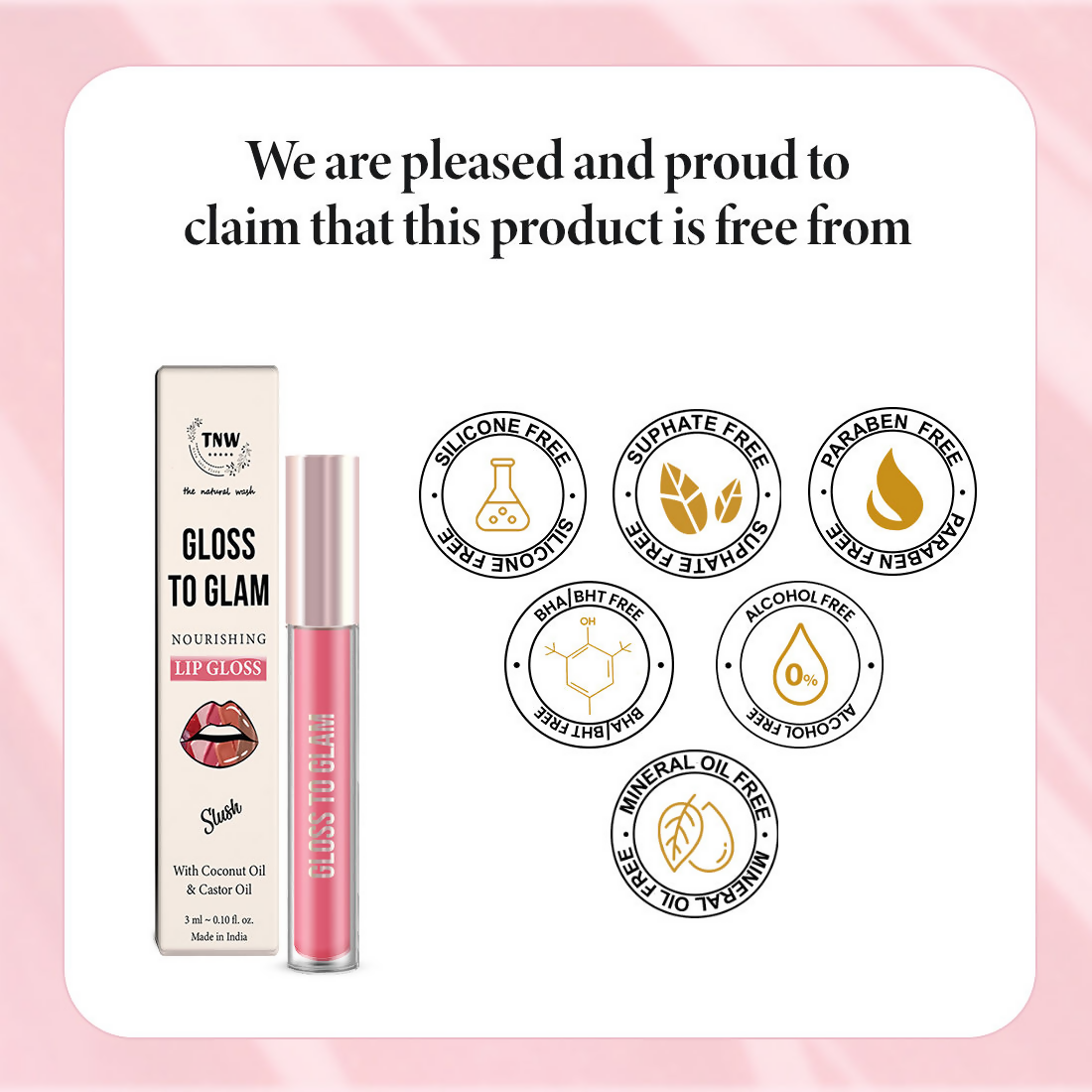 Image 5 of The Natural Wash Gloss To Glam Nourishing Lip Gloss - Slush