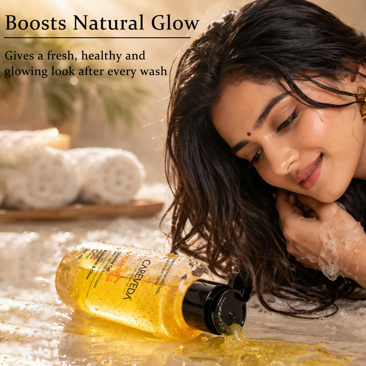 Image 3 of CareVeda Vitamin C Shower Gel With Lemon & Red Grapes, Brightening Body Wash