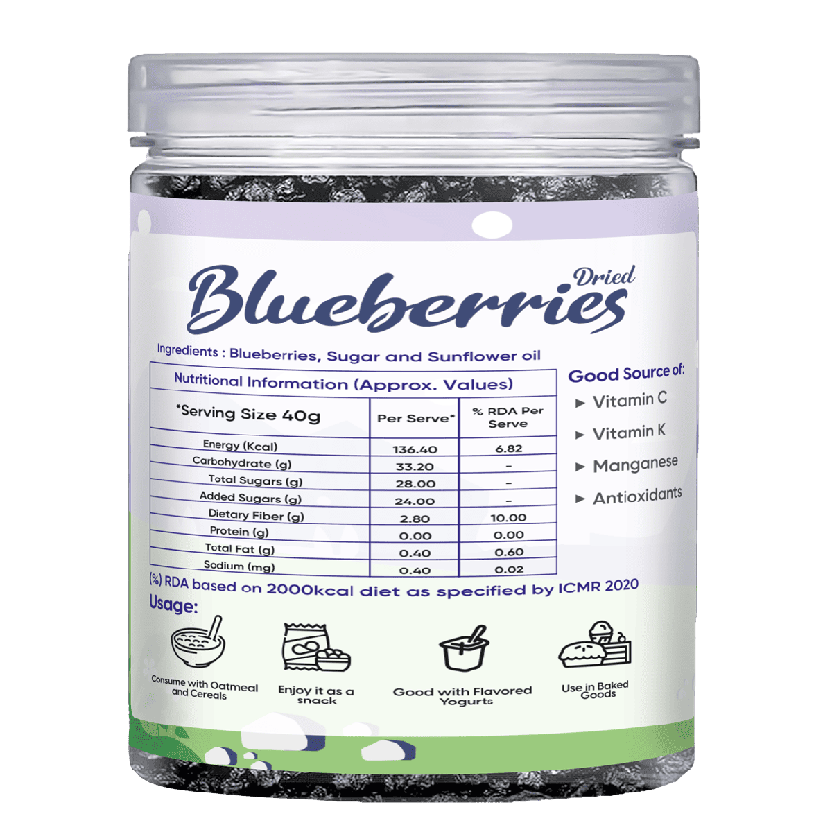 Image 6 of Fabeato Premium Dried Whole Blueberries 250g