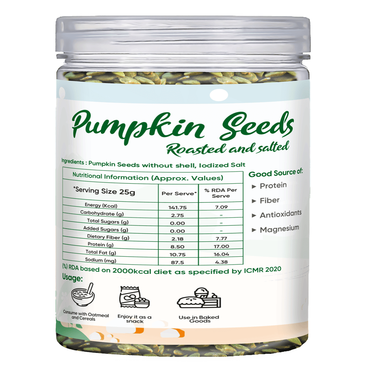 Image 6 of Fabeato Roasted & Salted Pumpkin seeds-250g