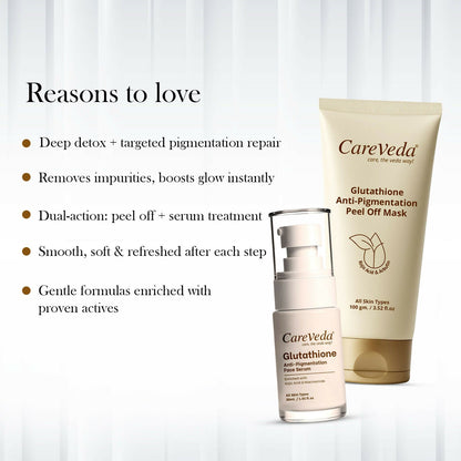 Image 3 of CareVeda Glutathione Skin Care Set of 2 | Peel off Mask & Face Serum for Bright, Even-Toned Skin | Anti-Pigmentation & Glow Boost | For Men & Women