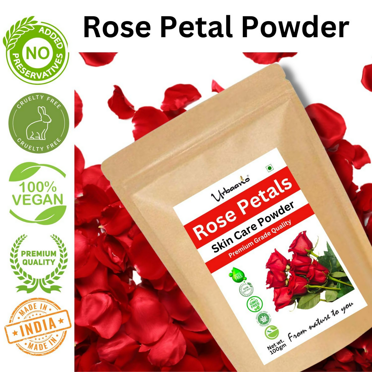 Image 2 of Urbaano Herbal Rose Petal Powder Double Filtered Natural Pure For Skin